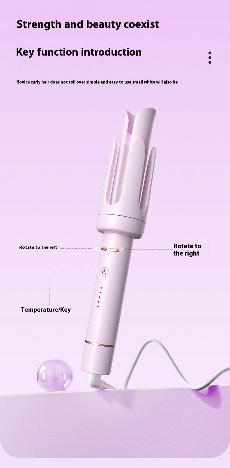 Rizador automático de cabello 32mm – Ondas grandes, protección antiquemaduras, rápido calentamiento