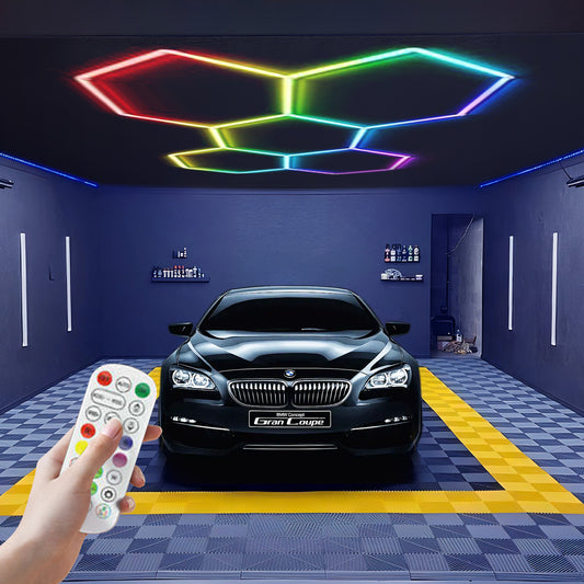 Hola led Lámpara LED Hexagonal RGB 80W - Panel Decorativo Moderno (222x155 cm) - 5 Rejillas - Luz Multicolor Ajustable - 24V DC Iluminación para Interiores