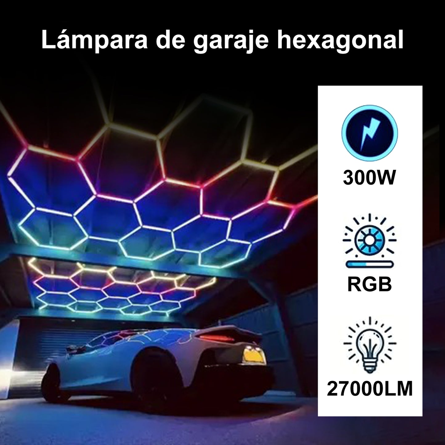 Panel LED Hexagonal Modular Hola LED 14PCW – Luz RGB para Techo, Garaje, Gimnasio, Lavadero, Diseño Honeycomb, Iluminación Decorativa y Funcional