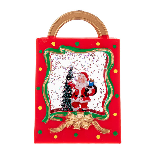 Decoración navideña LED con nieve – Bolsa de regalo con copos de nieve con batería