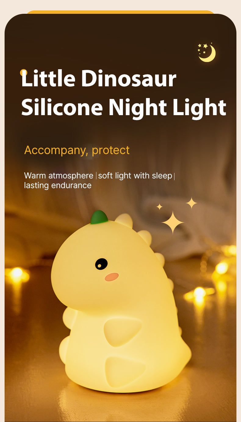 Lámpara de Noche Dinosaurio – LED Recargable 5V, 2W, Silicona y ABS