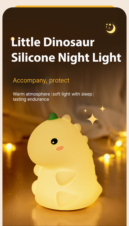 Lámpara de Noche Dinosaurio – LED Recargable 5V, 2W, Silicona y ABS