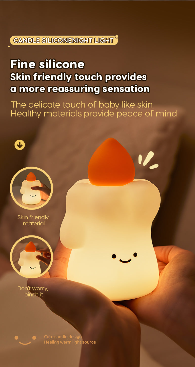 Lámpara de Noche Vela – LED Recargable 5V, 2W, Silicona y ABS