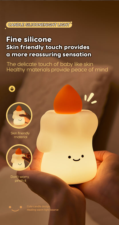 Lámpara de Noche Vela – LED Recargable 5V, 2W, Silicona y ABS