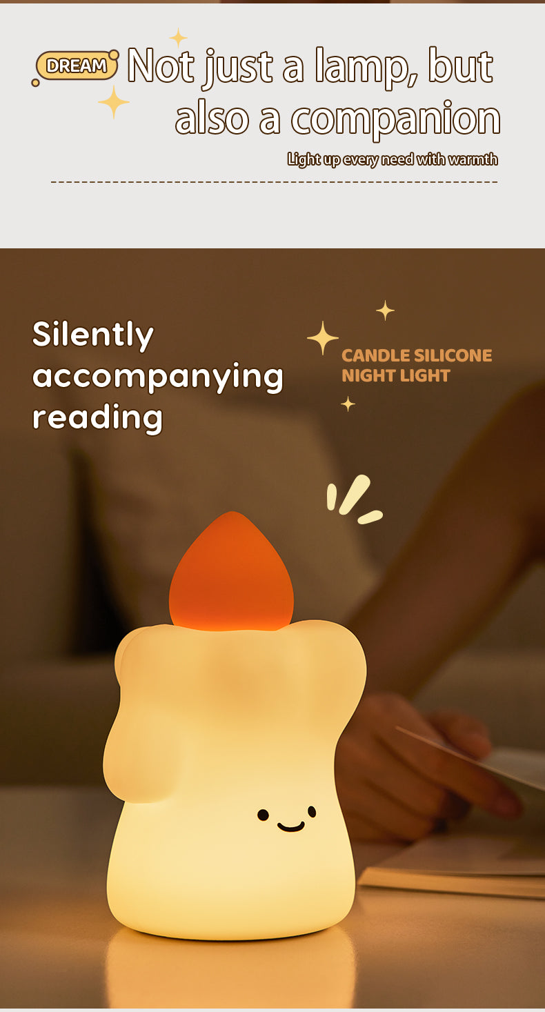 Lámpara de Noche Vela – LED Recargable 5V, 2W, Silicona y ABS