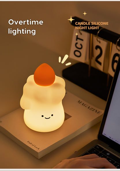 Lámpara de Noche Vela – LED Recargable 5V, 2W, Silicona y ABS