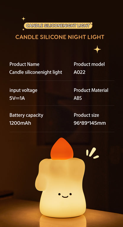 Lámpara de Noche Vela – LED Recargable 5V, 2W, Silicona y ABS