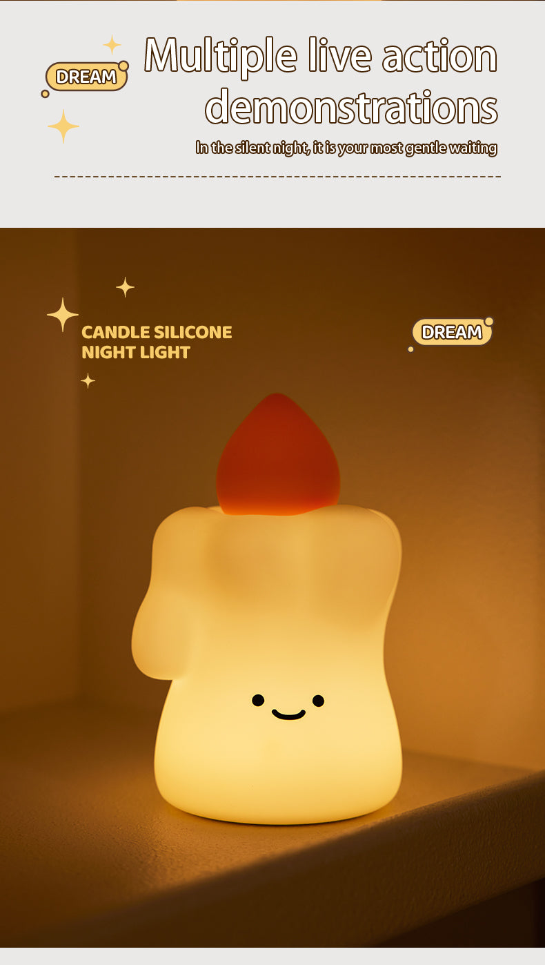 Lámpara de Noche Vela – LED Recargable 5V, 2W, Silicona y ABS