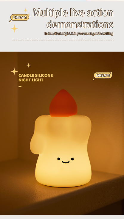 Lámpara de Noche Vela – LED Recargable 5V, 2W, Silicona y ABS