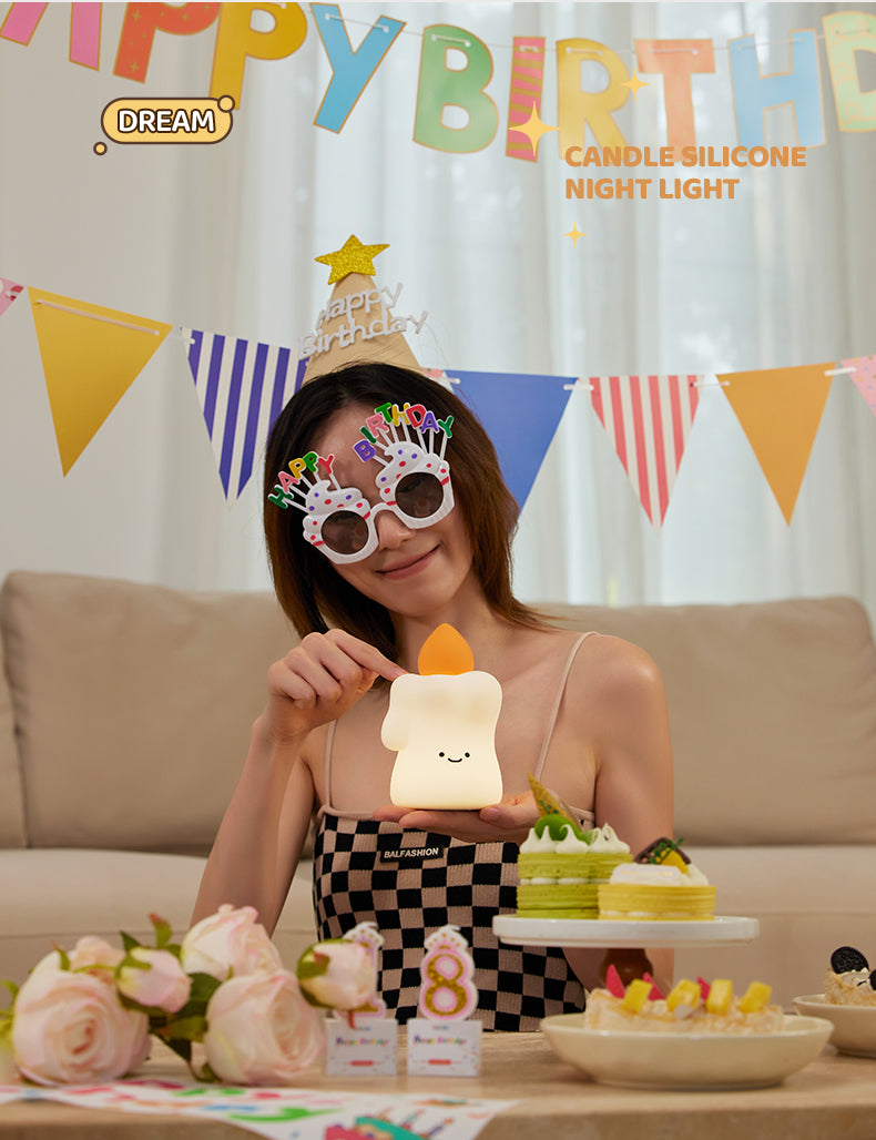 Lámpara de Noche Vela – LED Recargable 5V, 2W, Silicona y ABS