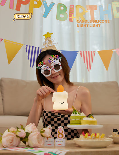 Lámpara de Noche Vela – LED Recargable 5V, 2W, Silicona y ABS