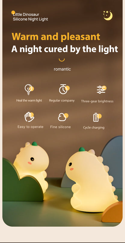 Lámpara de Noche Dinosaurio – LED Recargable 5V, 2W, Silicona y ABS