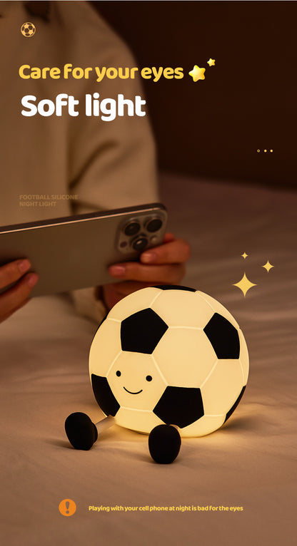 Luz Nocturna LED Infantil Balón de Fútbol - Silicona Recargable 1200mAh con 3 Modos de Brillo