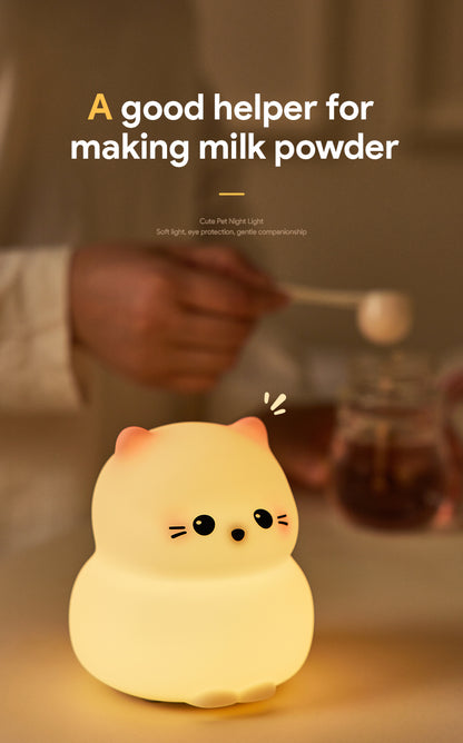 Lámpara de Noche Gato Guardián – LED Recargable 5V, 2W, Silicona y ABS