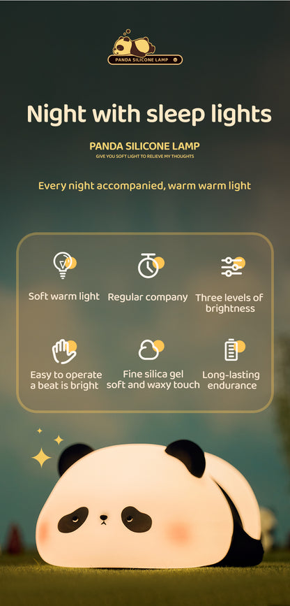 Lámpara de Noche Panda – LED Recargable 5V, 1W, Silicona y ABS