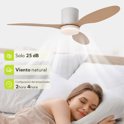 Ventilador de Techo LED Hola LED 42" – Luz Regulable 3000K-6000K, 85-265V, Blanco / Madera Claro / Negro / Nogal Negro