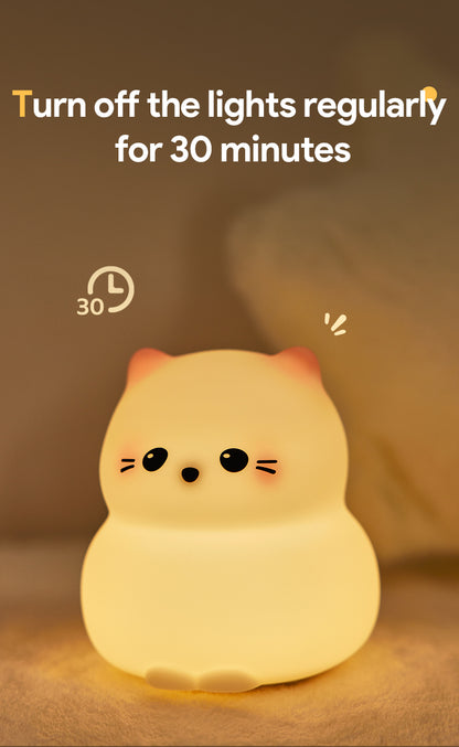 Lámpara de Noche Gato Guardián – LED Recargable 5V, 2W, Silicona y ABS