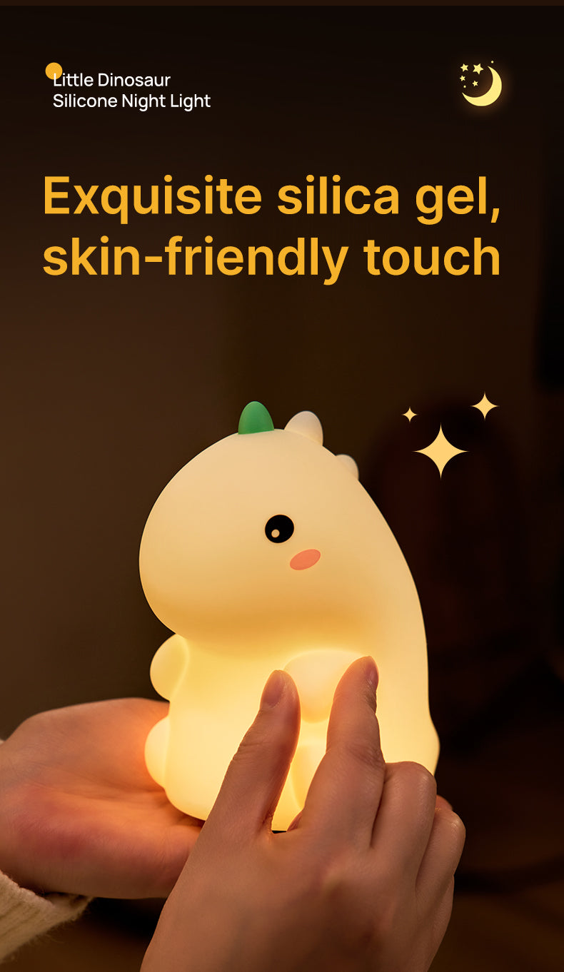 Lámpara de Noche Dinosaurio – LED Recargable 5V, 2W, Silicona y ABS