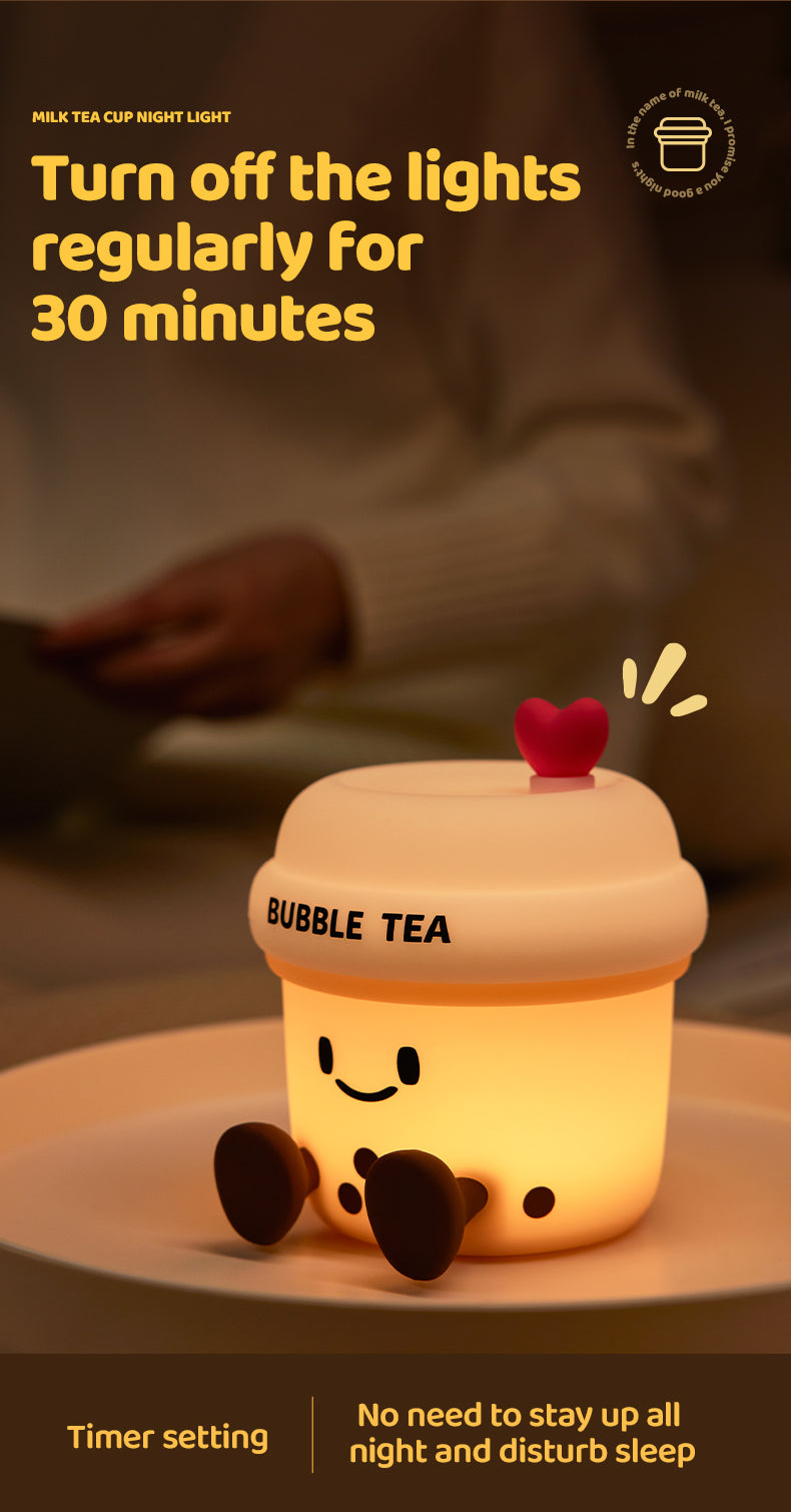 Lámpara de Noche Taza de Té con Leche – LED Recargable 5V, 2W, Silicona y ABS
