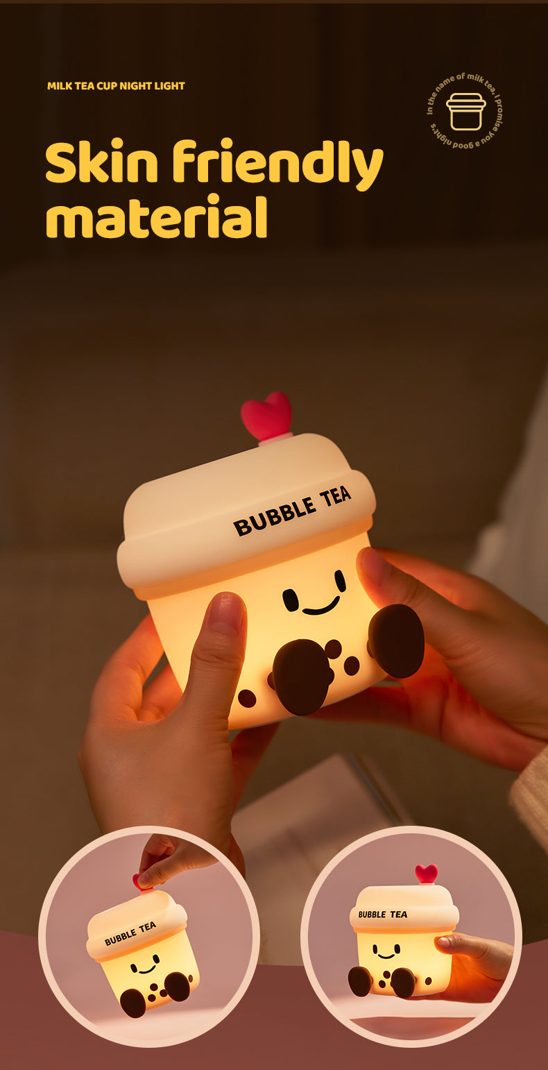 Lámpara de Noche Taza de Té con Leche – LED Recargable 5V, 2W, Silicona y ABS