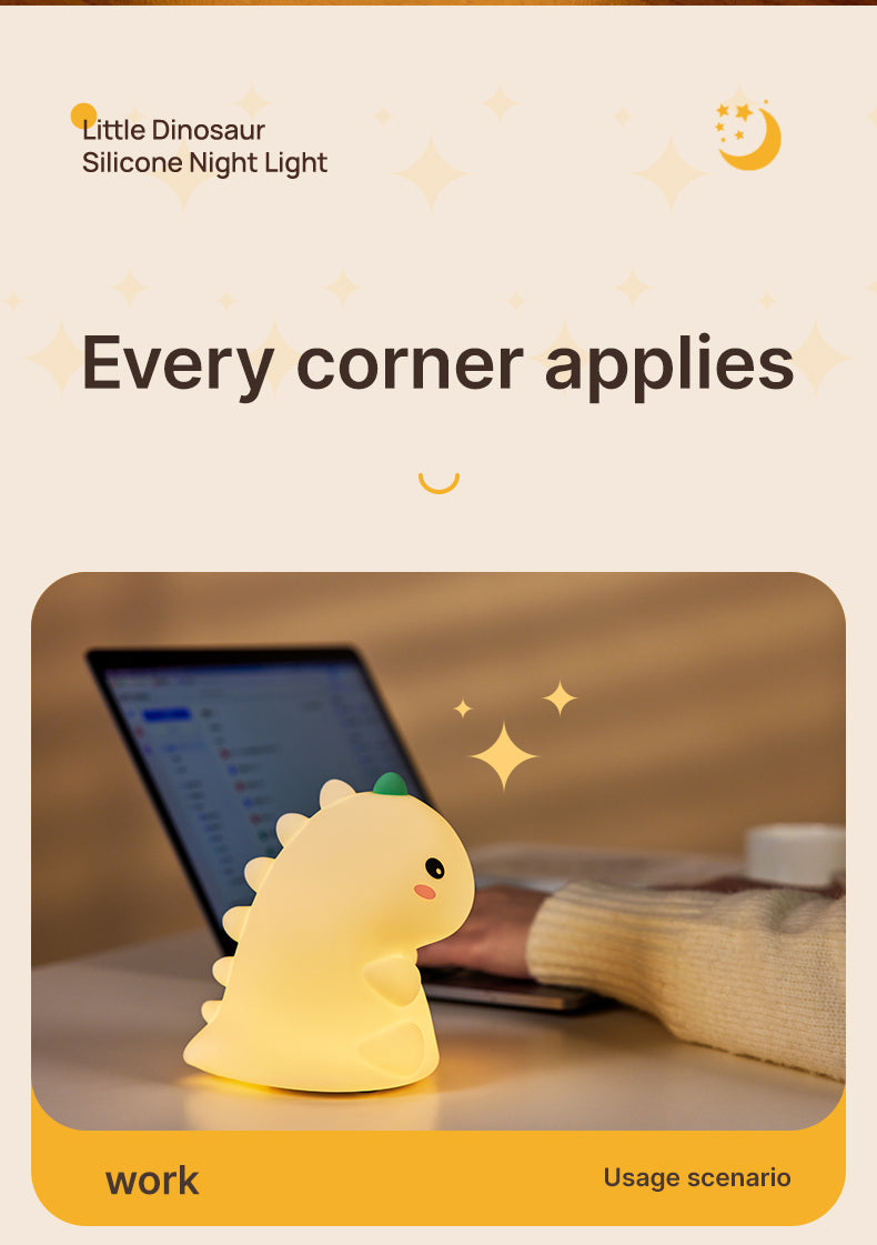 Lámpara de Noche Dinosaurio – LED Recargable 5V, 2W, Silicona y ABS