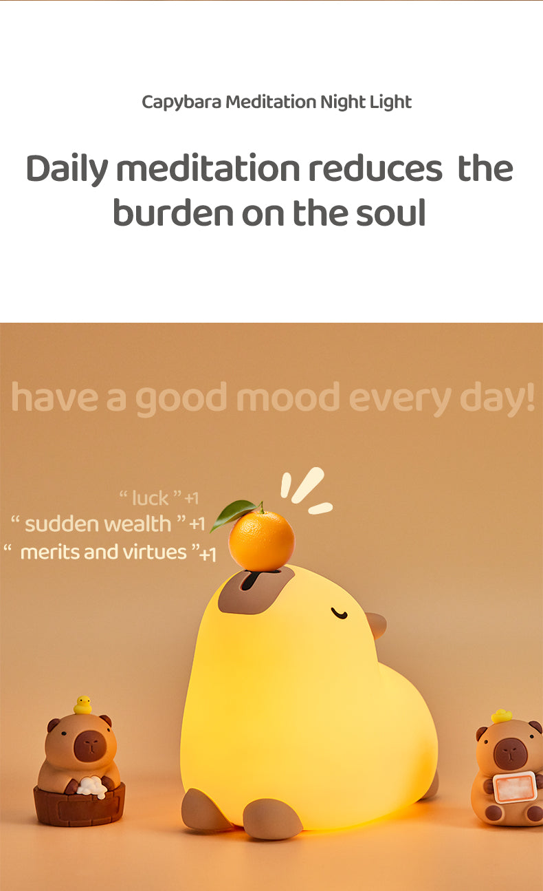 Lámpara de Noche Capibara – LED Recargable 5V, 2W, Silicona y ABS