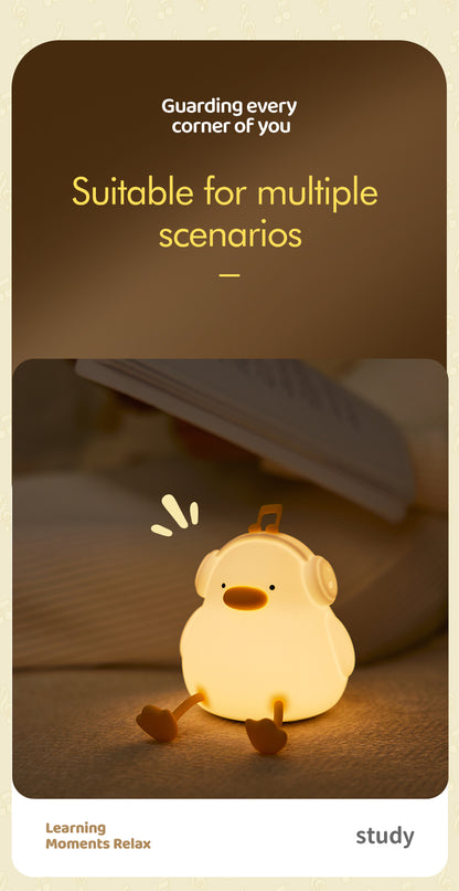 Lámpara de Noche Pato Feliz – LED Recargable 5V, 2W, Silicona y ABS