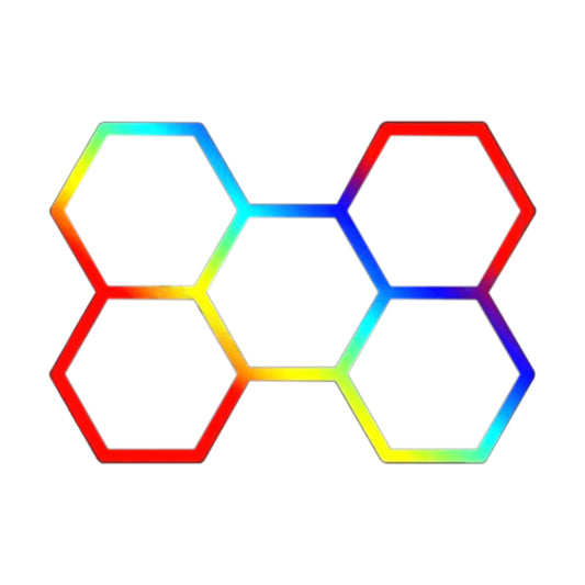 Hola led Lámpara LED Hexagonal RGB 80W - Panel Decorativo Moderno (222x155 cm) - 5 Rejillas - Luz Multicolor Ajustable - 24V DC Iluminación para Interiores