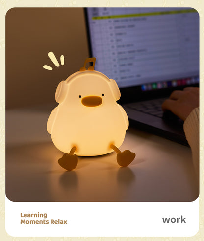 Lámpara de Noche Pato Feliz – LED Recargable 5V, 2W, Silicona y ABS