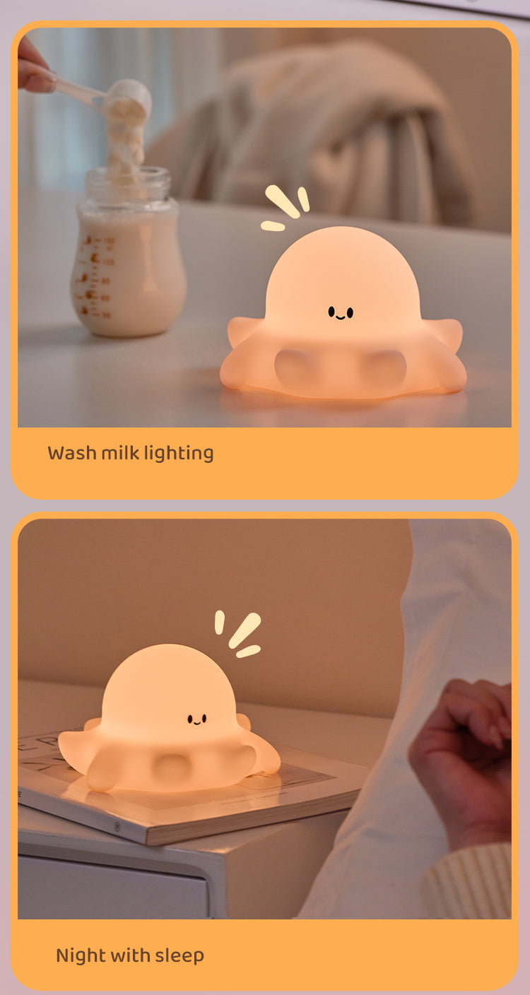 Lámpara de Noche Pulpo Bebé – LED 5V, 0.7W, Silicona Suave Recargable USB