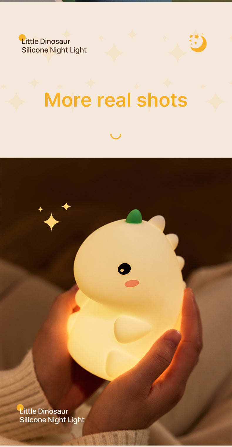 Lámpara de Noche Dinosaurio – LED Recargable 5V, 2W, Silicona y ABS