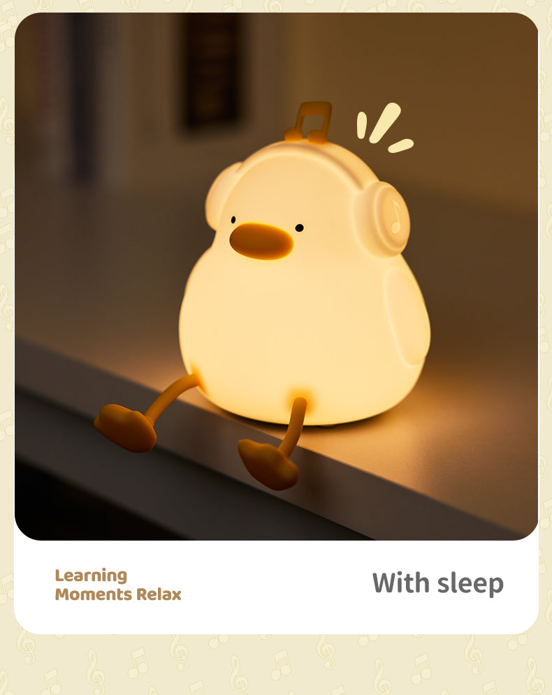 Lámpara de Noche Pato Feliz – LED Recargable 5V, 2W, Silicona y ABS