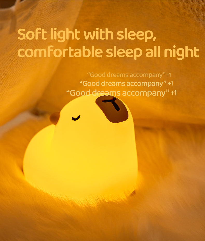 Lámpara de Noche Capibara – LED Recargable 5V, 2W, Silicona y ABS