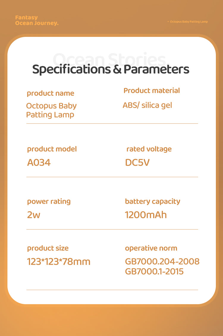 Lámpara de Noche Pulpo Bebé – LED 5V, 0.7W, Silicona Suave Recargable USB