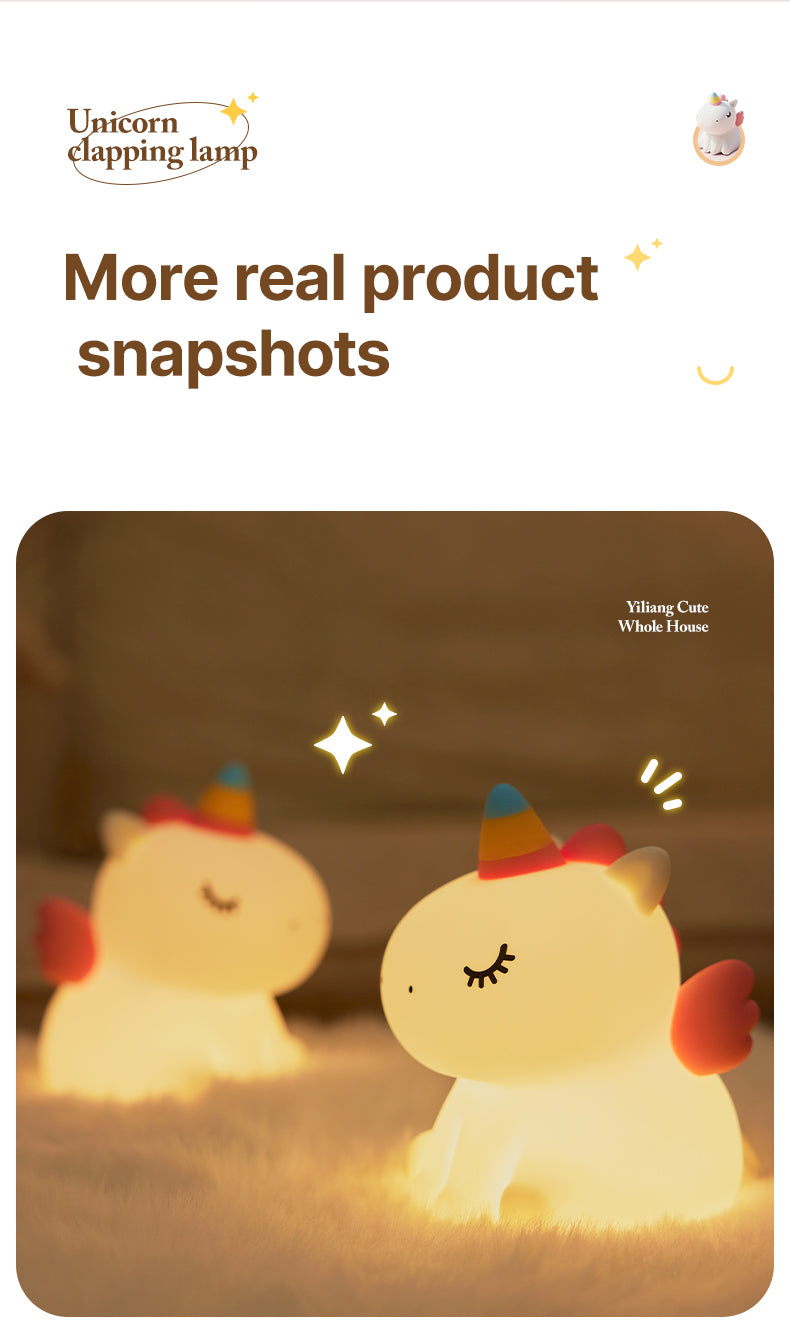 Lámpara de Noche Unicornio – LED Recargable 5V, 2W, Silicona y ABS