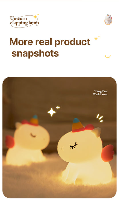 Lámpara de Noche Unicornio – LED Recargable 5V, 2W, Silicona y ABS