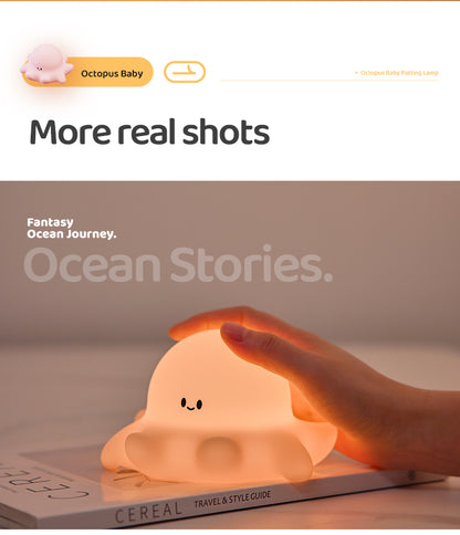 Lámpara de Noche Pulpo Bebé – LED 5V, 0.7W, Silicona Suave Recargable USB