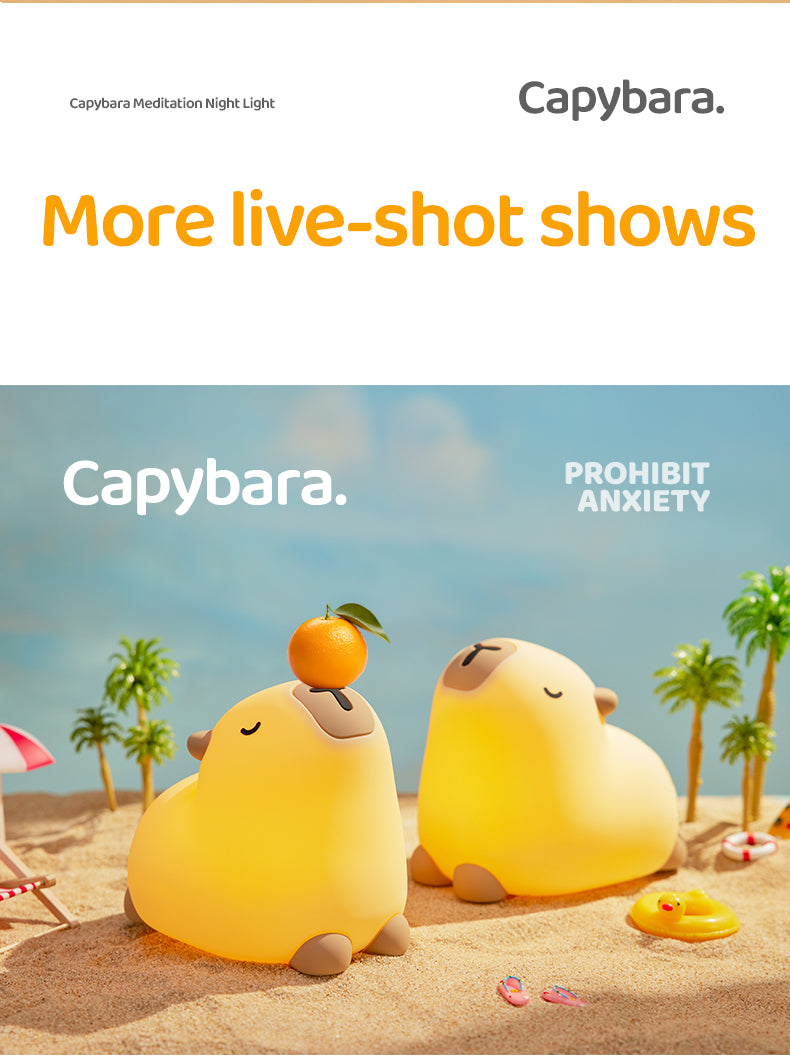 Lámpara de Noche Capibara – LED Recargable 5V, 2W, Silicona y ABS