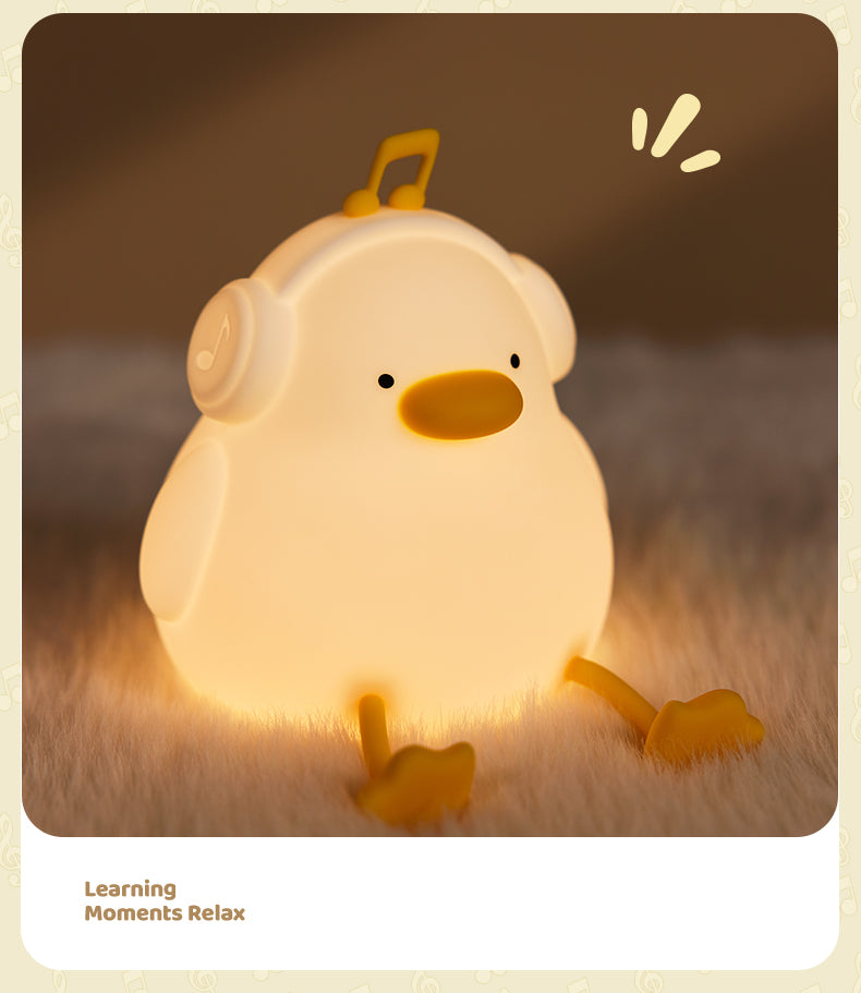 Lámpara de Noche Pato Feliz – LED Recargable 5V, 2W, Silicona y ABS