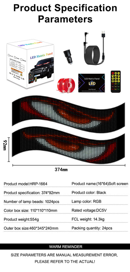 Pantalla LED Ojo de Demonio 1024 LEDs RGB | APP + Mando | USB 5V