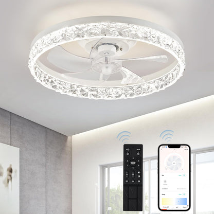 Lámpara Ventilador Techo LED 20",  Motor DC 30W, 6 Velocidades, CCT Ajustable 3000K-6000K, Blanco