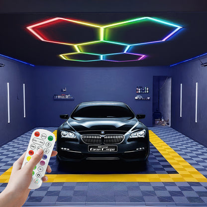 Hola led Lámpara LED Hexagonal RGB 80W - Panel Decorativo Moderno (222x155 cm) - 5 Rejillas - Luz Multicolor Ajustable - 24V DC Iluminación para Interiores