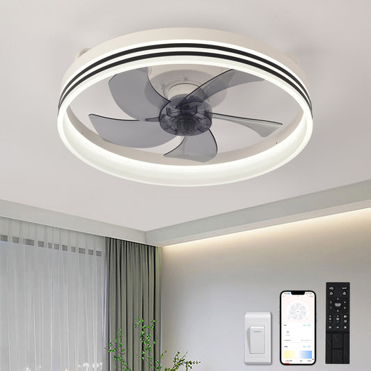 Lámpara Ventilador Techo LED 20",  Motor DC 30W, 6 Velocidades, CCT Ajustable 3000K-6000K, Blanco/Negro