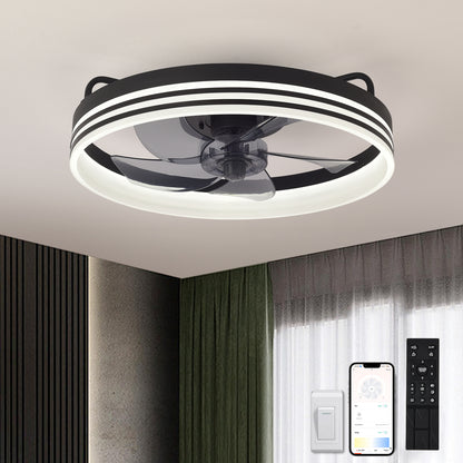 Lámpara Ventilador Techo LED 20",  Motor DC 30W, 6 Velocidades, CCT Ajustable 3000K-6000K, Blanco/Negro