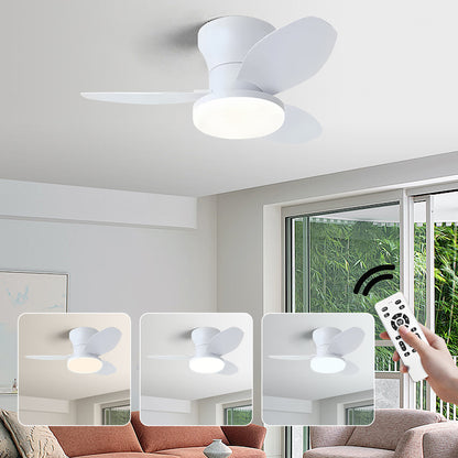 Hola LED Ventilador de Techo RXFL8001 -880mm, Luz LED Regulable 40w, 3000K-6000K,Blanco/Beige