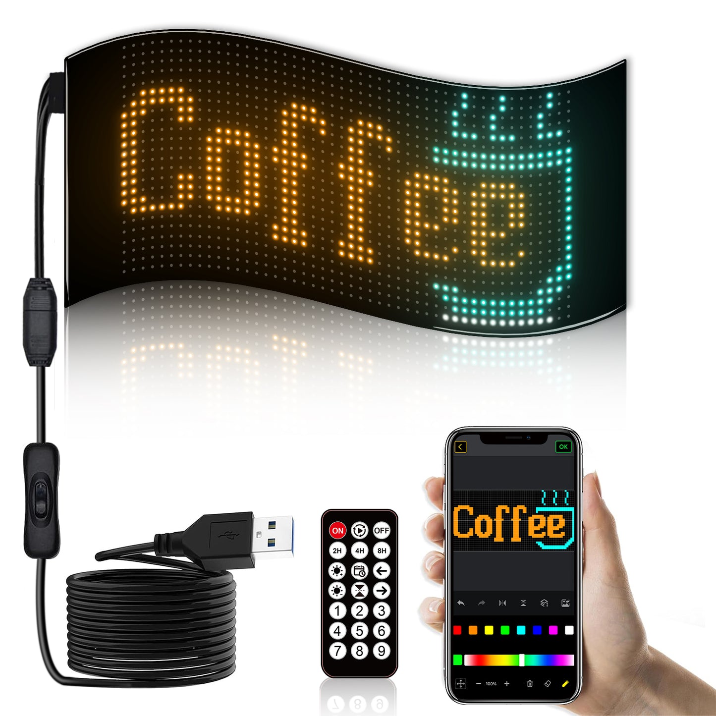 Pantalla LED Flexible 24×48 RGB 1152 LEDs | APP + Bluetooth | IP65
