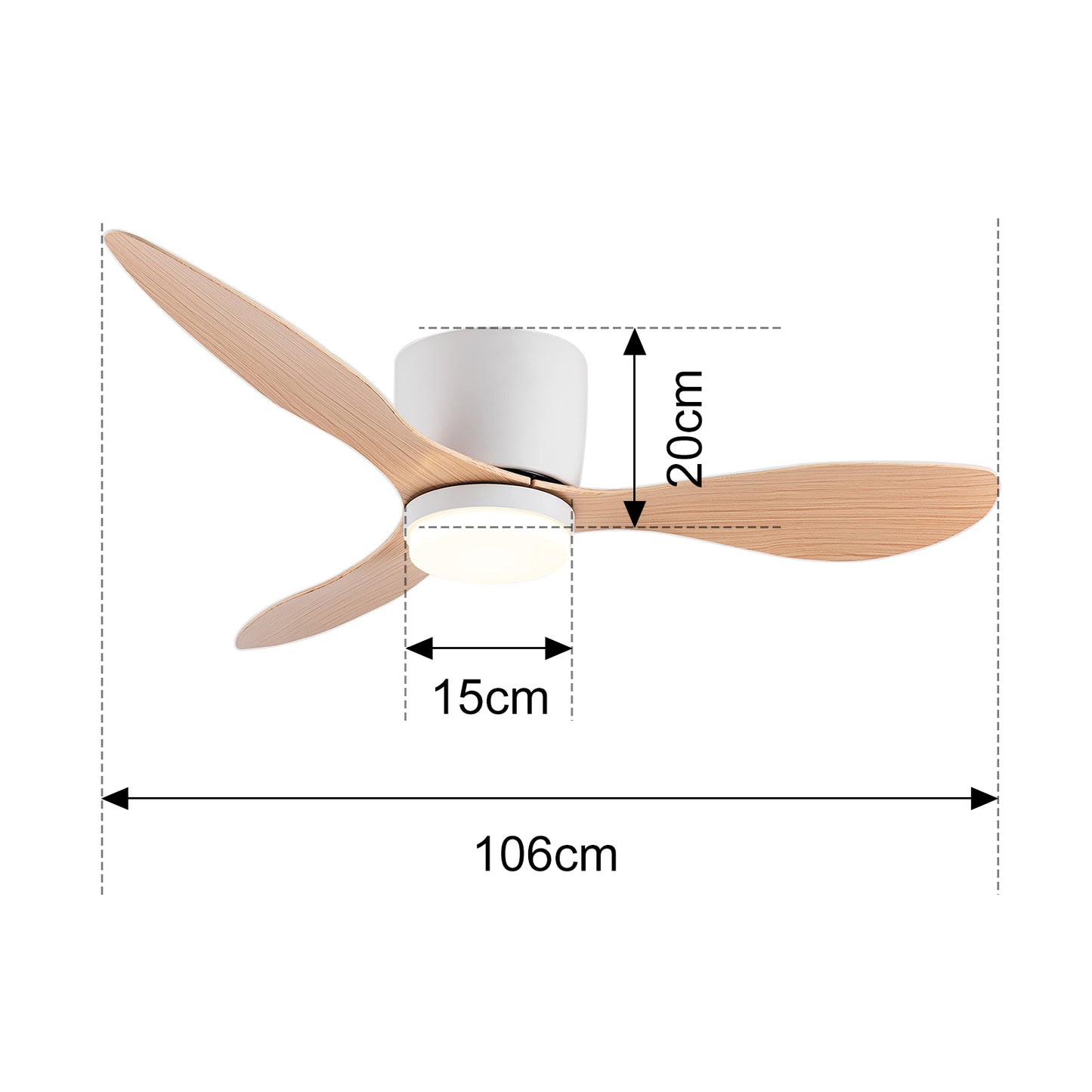 Ventilador de Techo LED Hola LED 42" – Luz Regulable 3000K-6000K, 85-265V, Blanco / Madera Claro / Negro / Nogal Negro