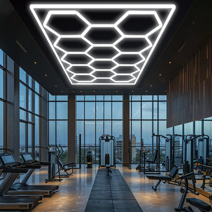 Lámpara LED Hexagonal Hola LED 600W – 14 Paneles, 6500K, Carcasa Blanca, Iluminación Interior Moderna, AC 85-265V