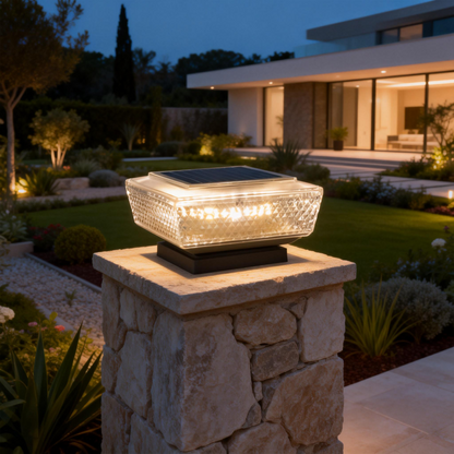 Lámpara solar cuadrada plana para jardín/pared, 3000K, 4 diseños (diamante/rayas), 10W, ABS, control luz+interruptor