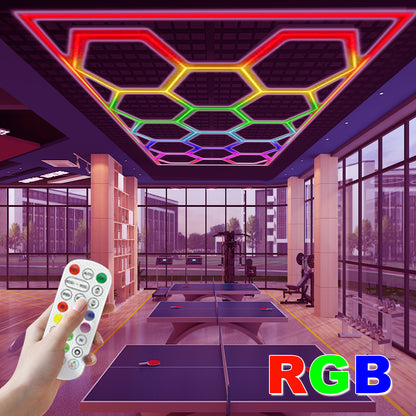 Panel LED Hexagonal Modular Hola LED 14PCW – Luz RGB para Techo, Garaje, Gimnasio, Lavadero, Diseño Honeycomb, Iluminación Decorativa y Funcional